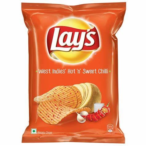 Lays Hot & Sweet Chilli Crisps 50g Pack of 10