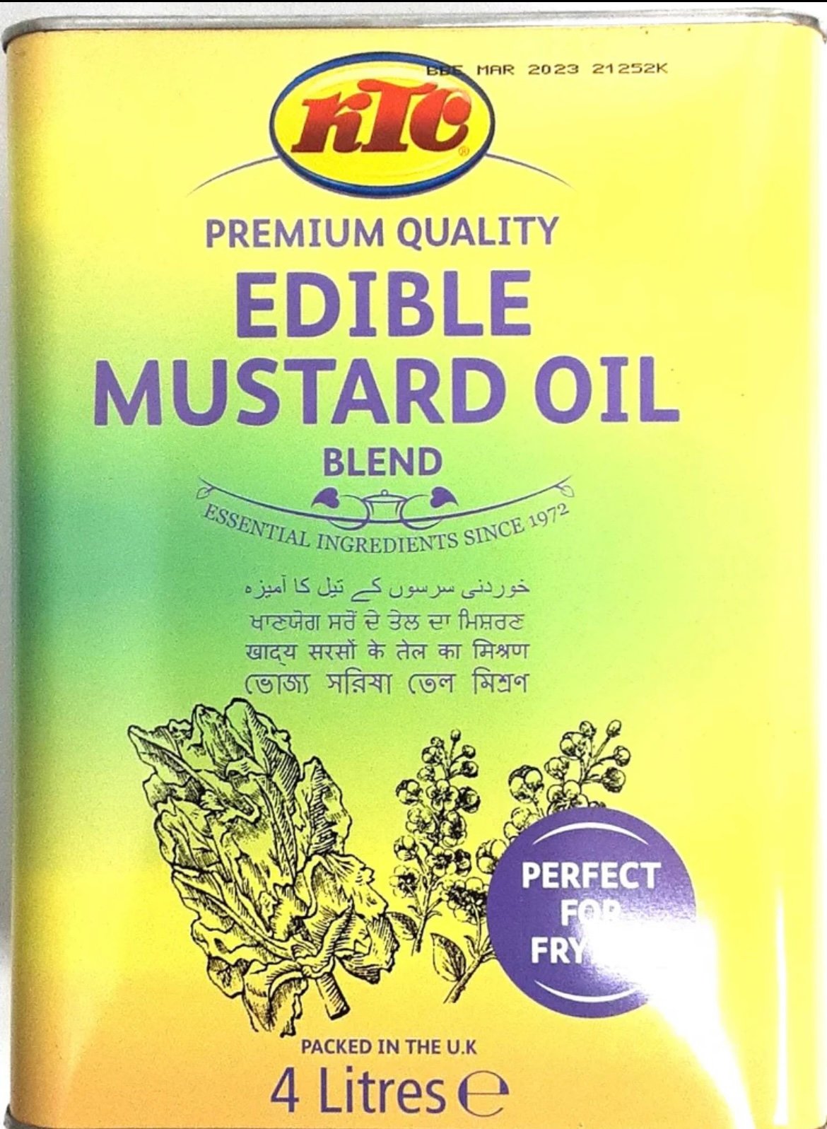 KTC Edible Mustard Oil LARGE PACK 4L