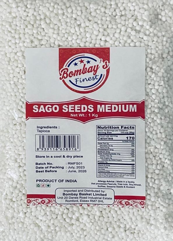 Bombay’s Finest Premium Sago Seeds Medium (Sabudana) 1kg