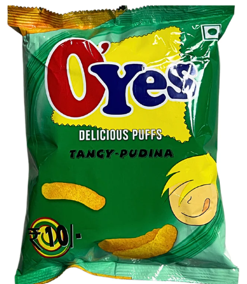 O'Yes Tangy Pudina Crisps (Pack of 10)