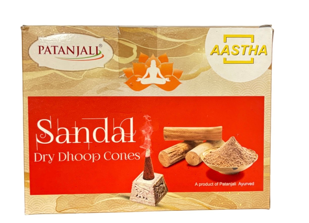 Patanjali Aastha Sandal Dry Dhoop Cones (12x20g cones) 240g