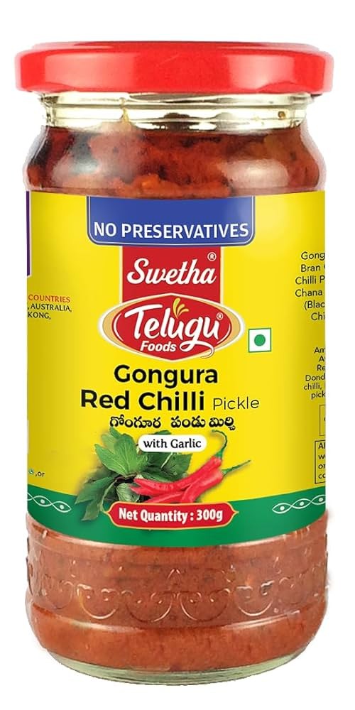 Telugu Gongura Red Chilli Pickle with Garlic 300g