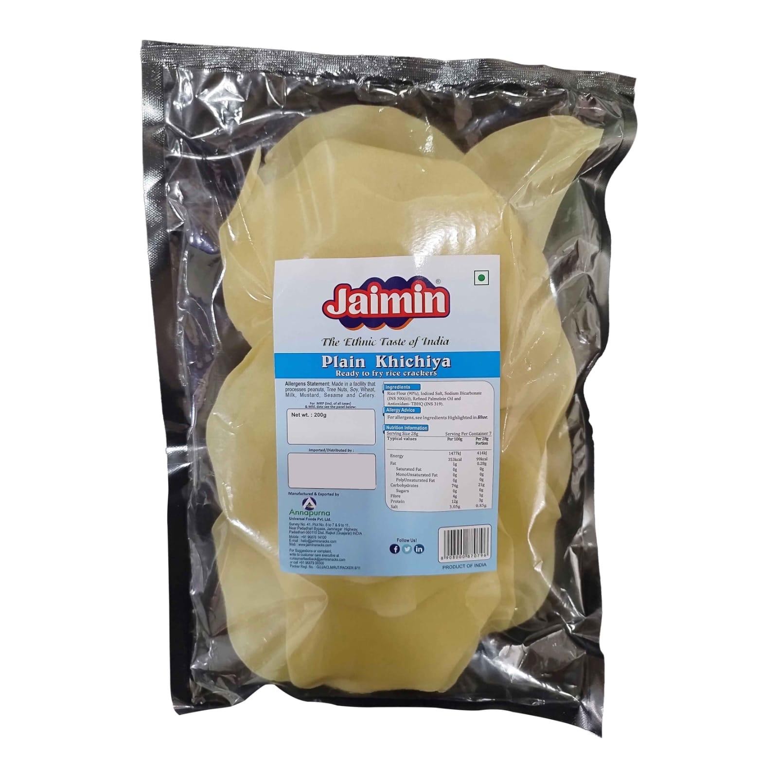 Jaimin Plain Khichiya (Ready To Fry Rice Crackers) 200g