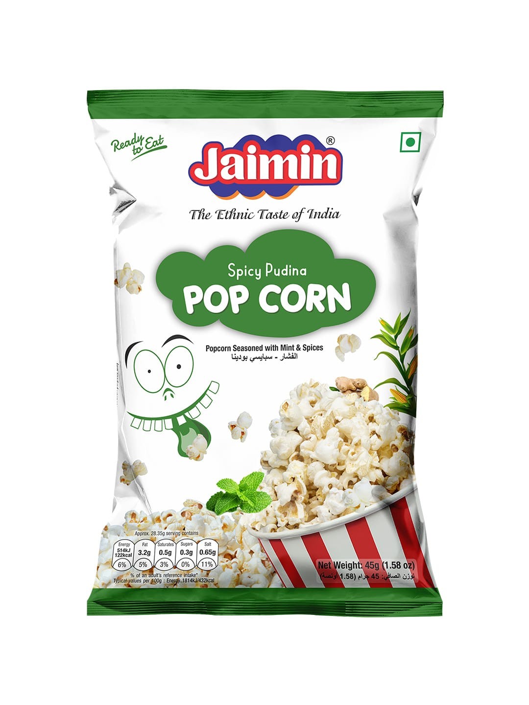 Jaimin Ready To Eat Pop Corn - Spicy Pudina 45g
