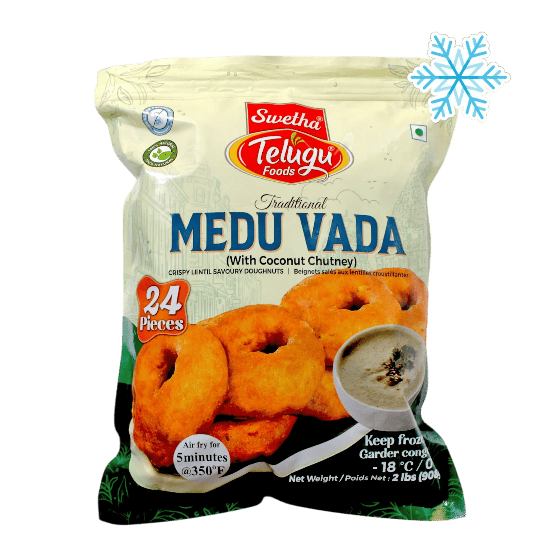 Telugu Frozen Medu Vada 908g (Large Pack)