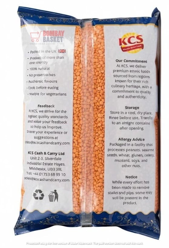 KCS Premium Masoor Dall (Red Lentils) 2kg