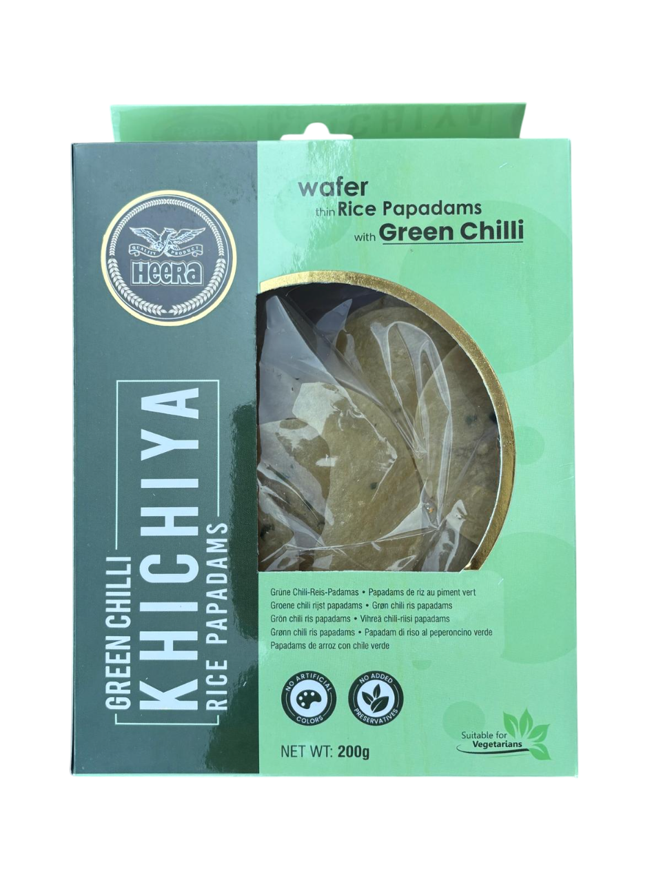 Heera Green Chilli Rice Papdi Khichiya (Rice Poppadoms) 200g