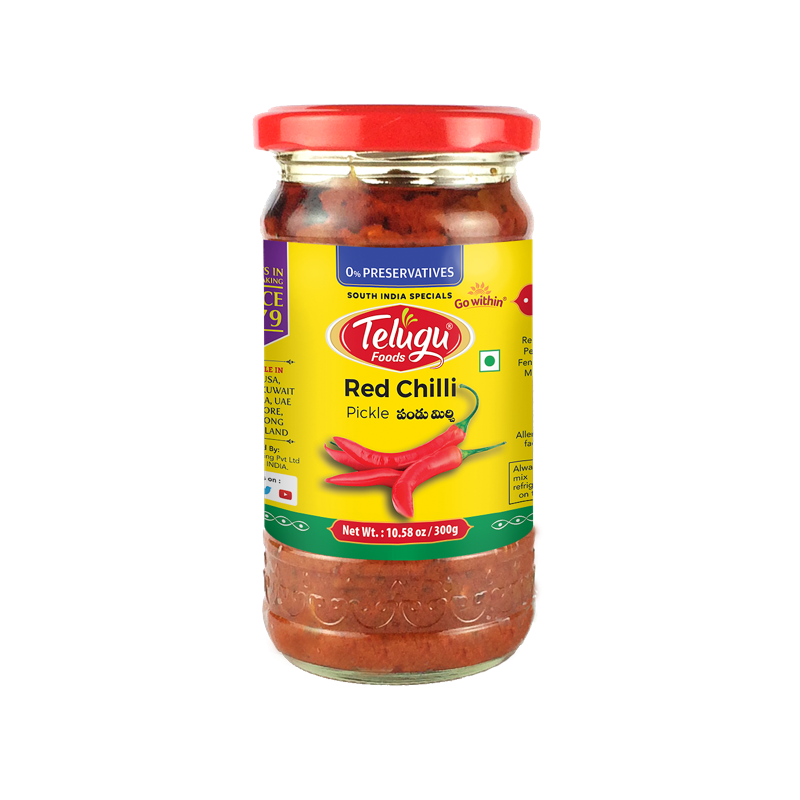 Telugu Red Chilli Pickle with Garlic 300g